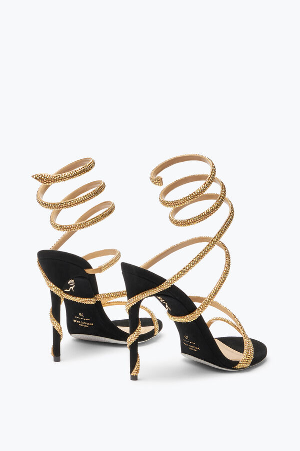 jeweled margot schwarz und gold sandal 105 rene caovilla
