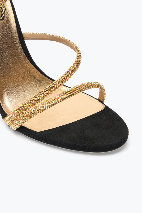 jeweled margot schwarz und gold sandal 105 rene caovilla