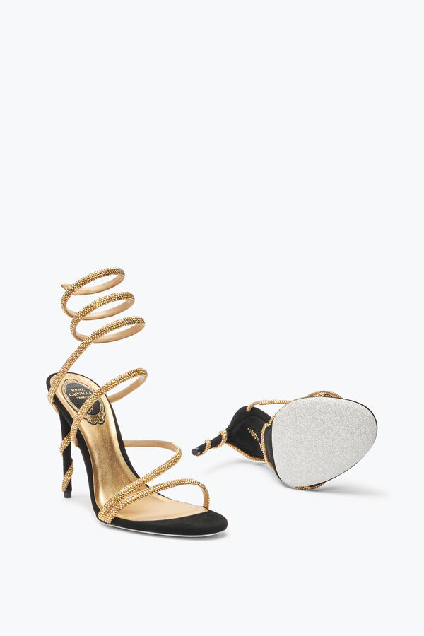 jeweled margot schwarz und gold sandal 105 rene caovilla