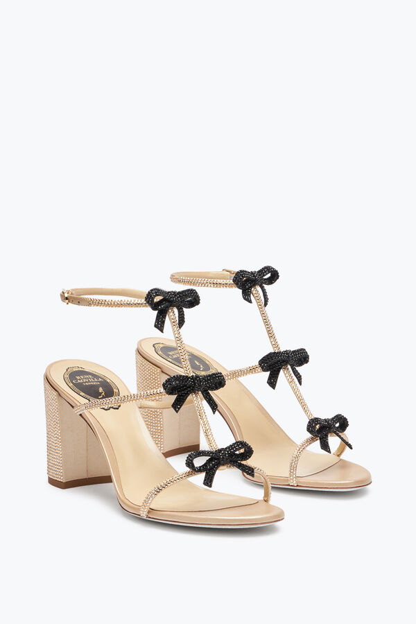 jeweled caterina honig und schwarze sandale 80 rene caovilla