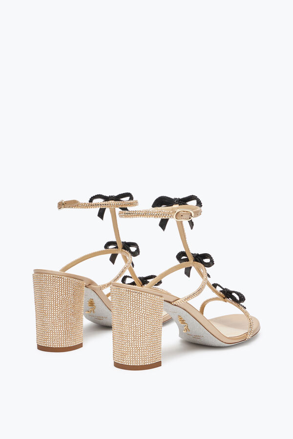 jeweled caterina honig und schwarze sandale 80 rene caovilla
