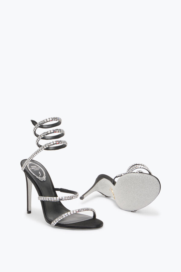 jeweled cleo schwarz sandale mit kristall-baguette 105 rene caovilla
