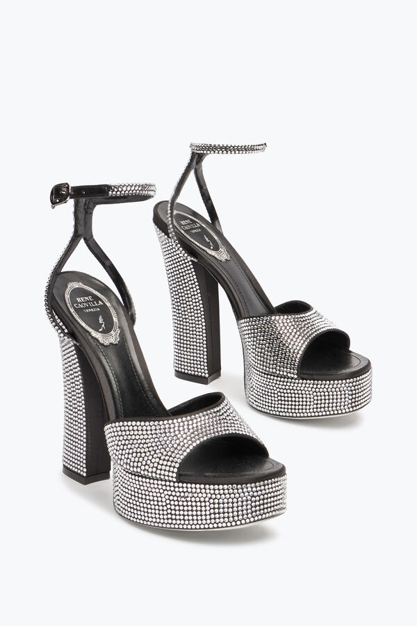 jeweled helsa schwarz plattform sandale mit kristallen 140 rene caovilla