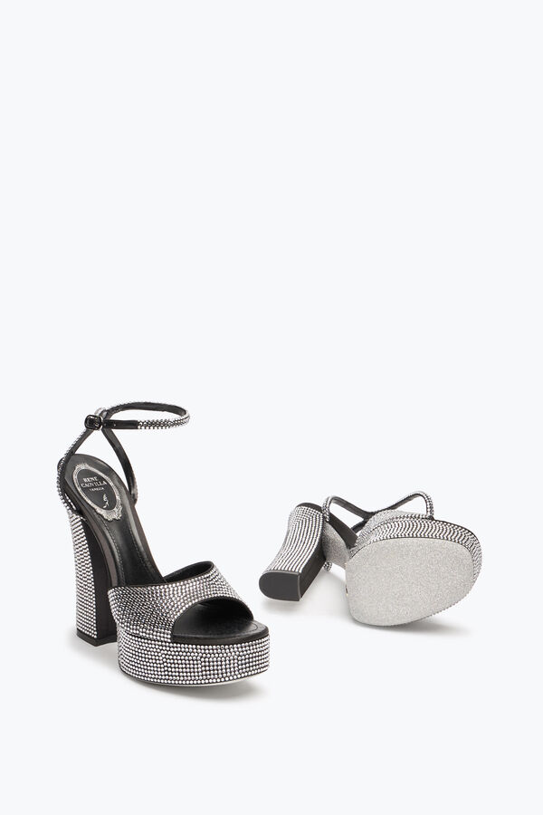 jeweled helsa schwarz plattform sandale mit kristallen 140 rene caovilla
