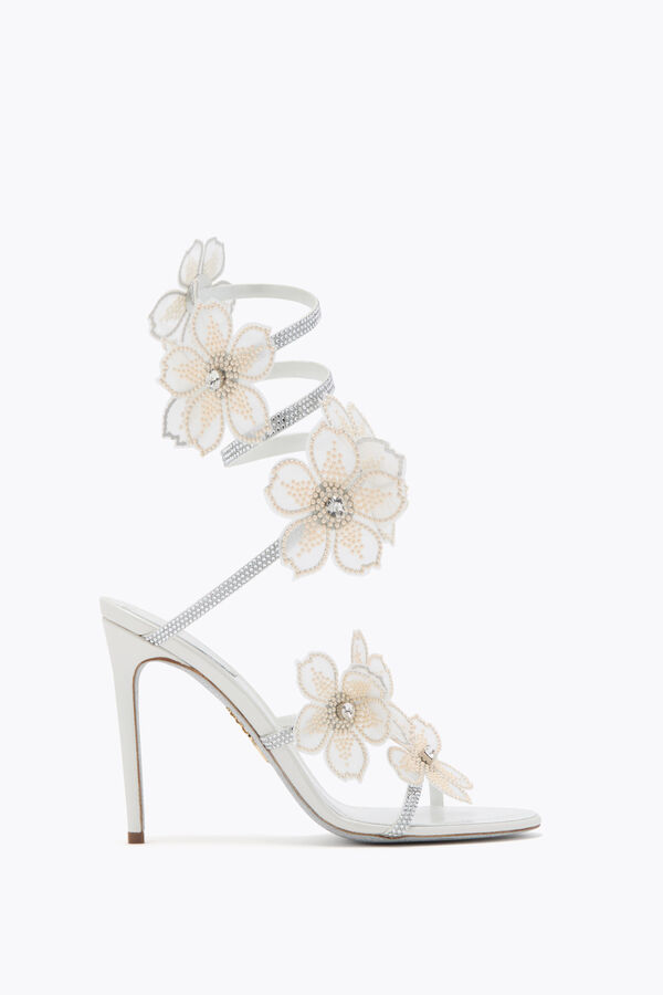 jeweled elfenbein pfirsich blume sandale 105 rene caovilla