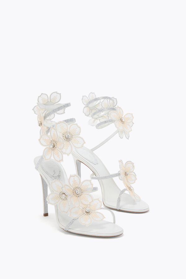jeweled elfenbein pfirsich blume sandale 105 rene caovilla