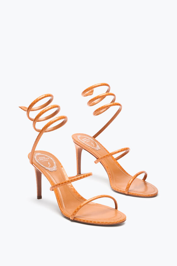 jeweled cleo cognac ayers-leder sandale 80 rene caovilla