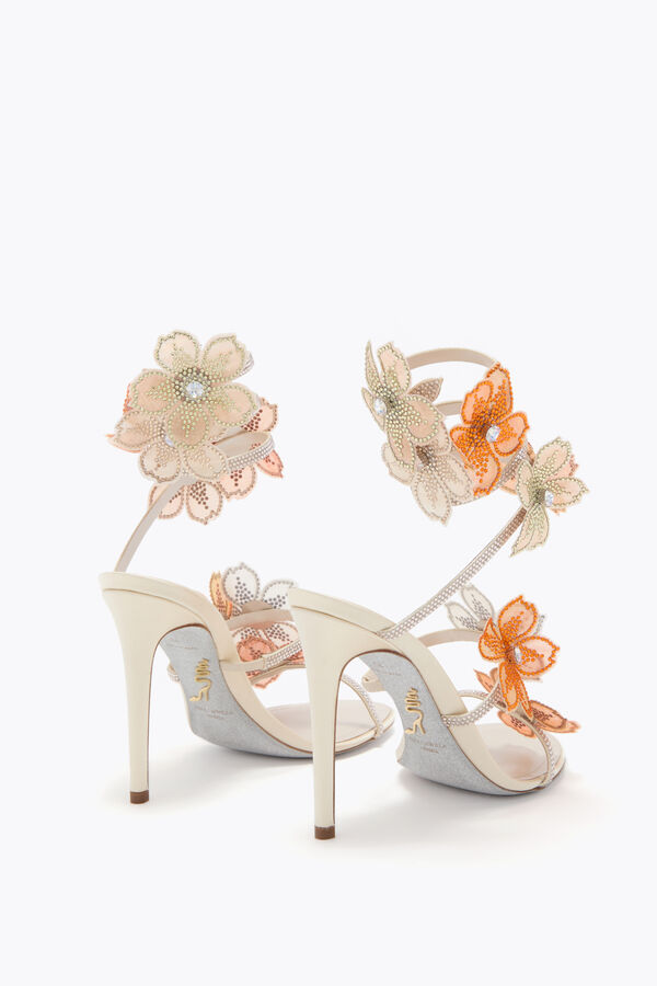 jeweled pfirsich blume elfenbein und orange sandal 105 rene caovilla