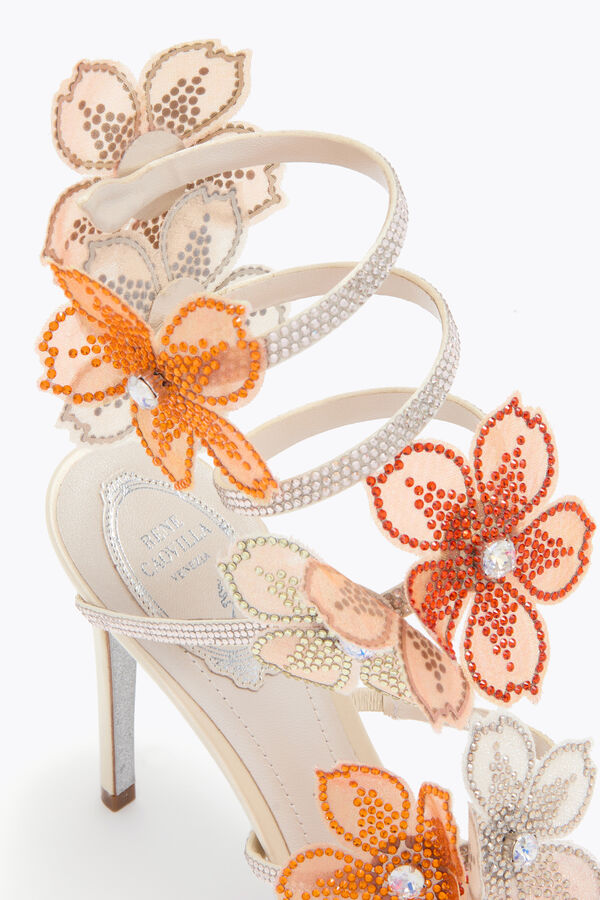 jeweled pfirsich blume elfenbein und orange sandal 105 rene caovilla