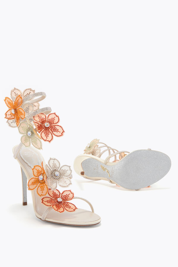 jeweled pfirsich blume elfenbein und orange sandal 105 rene caovilla