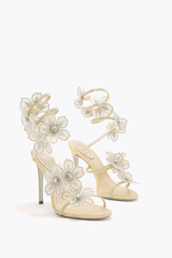 jeweled pfirsich blume zitrone gelb sandale 105 rene caovilla