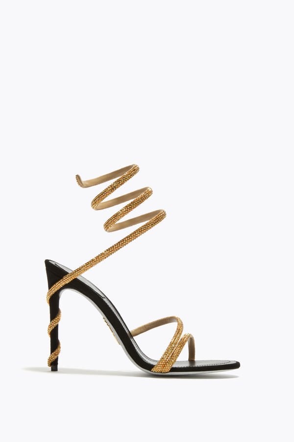 jeweled margot schwarz und gold sandal 105 rene caovilla