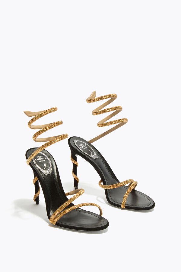 jeweled margot schwarz und gold sandal 105 rene caovilla