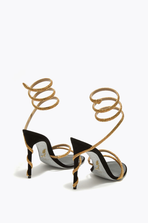 jeweled margot schwarz und gold sandal 105 rene caovilla