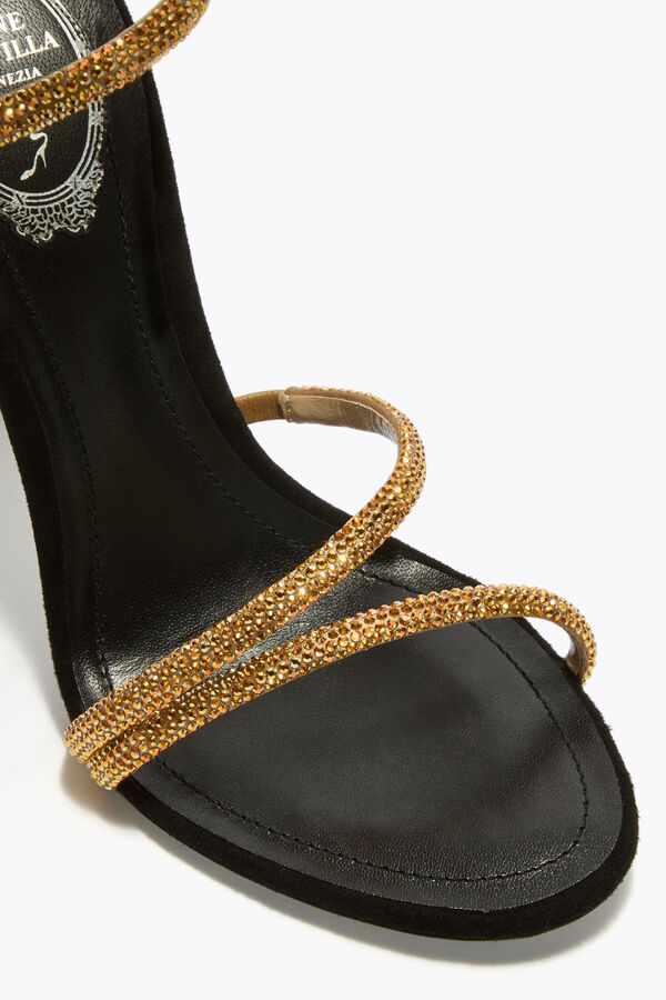 jeweled margot schwarz und gold sandal 105 rene caovilla