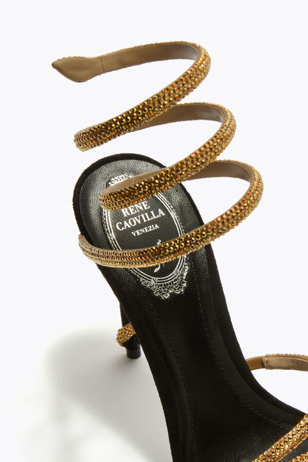 jeweled margot schwarz und gold sandal 105 rene caovilla