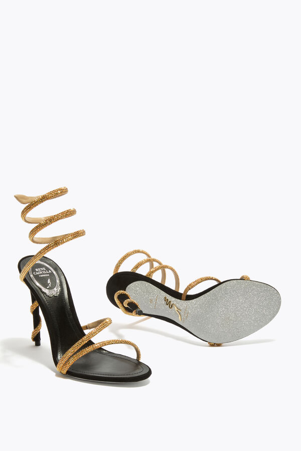 jeweled margot schwarz und gold sandal 105 rene caovilla