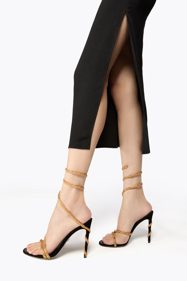 jeweled margot schwarz und gold sandal 105 rene caovilla