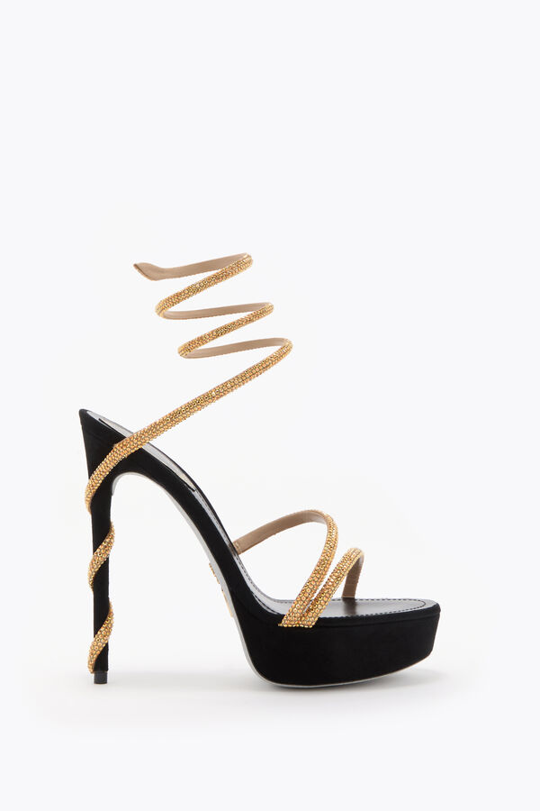 jeweled margot schwarz und gold plattform sandale 130 rene caovilla