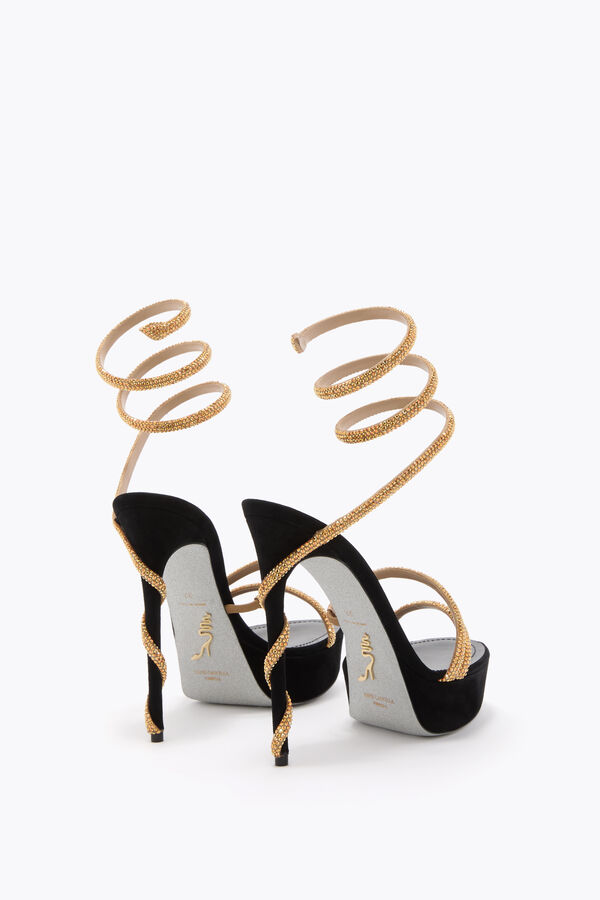 jeweled margot schwarz und gold plattform sandale 130 rene caovilla