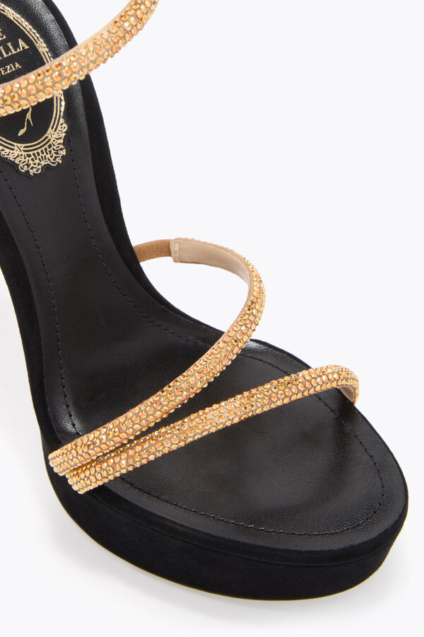 jeweled margot schwarz und gold plattform sandale 130 rene caovilla