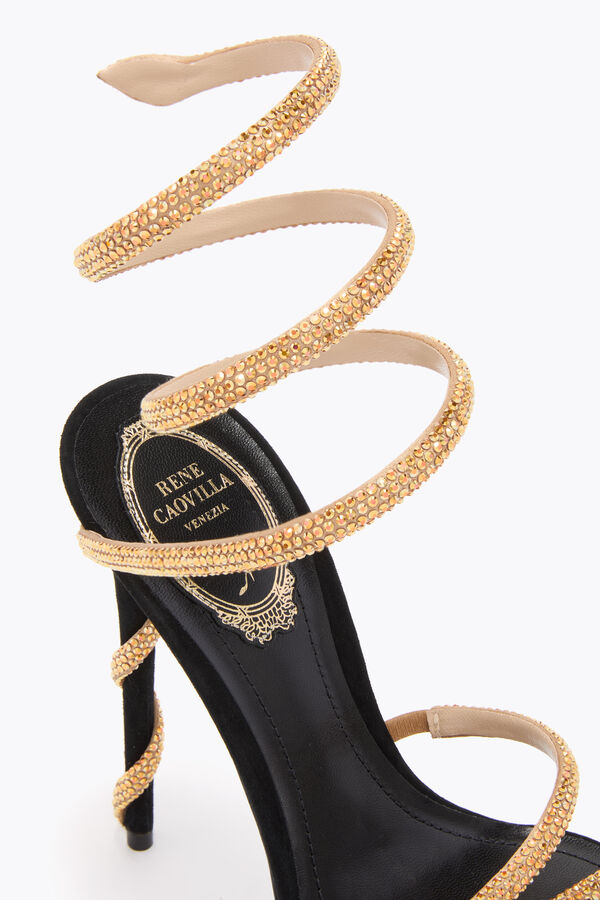 jeweled margot schwarz und gold plattform sandale 130 rene caovilla