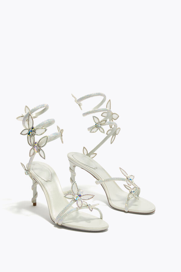 jeweled margot weiße sandale mit schmetterlinge 80 rene caovilla