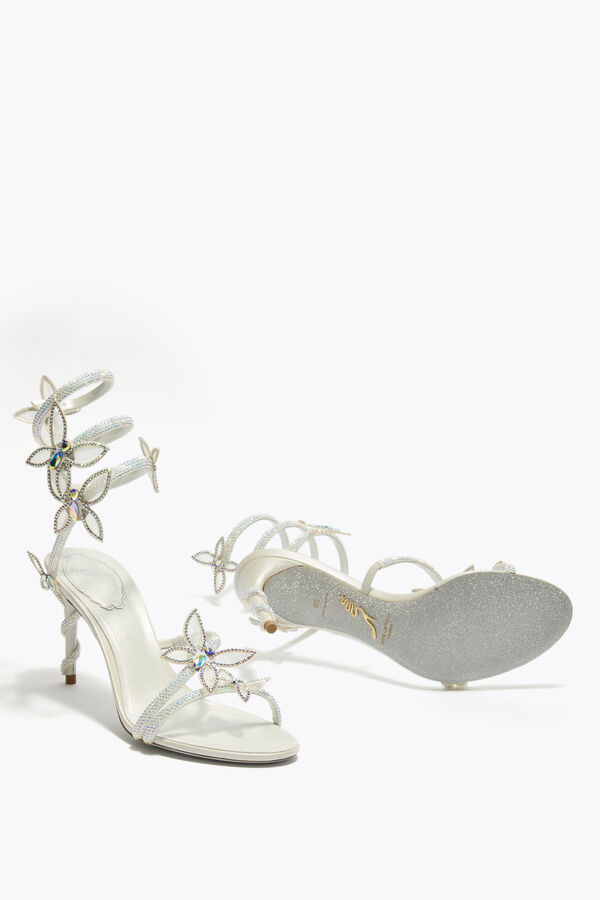 jeweled margot weiße sandale mit schmetterlinge 80 rene caovilla