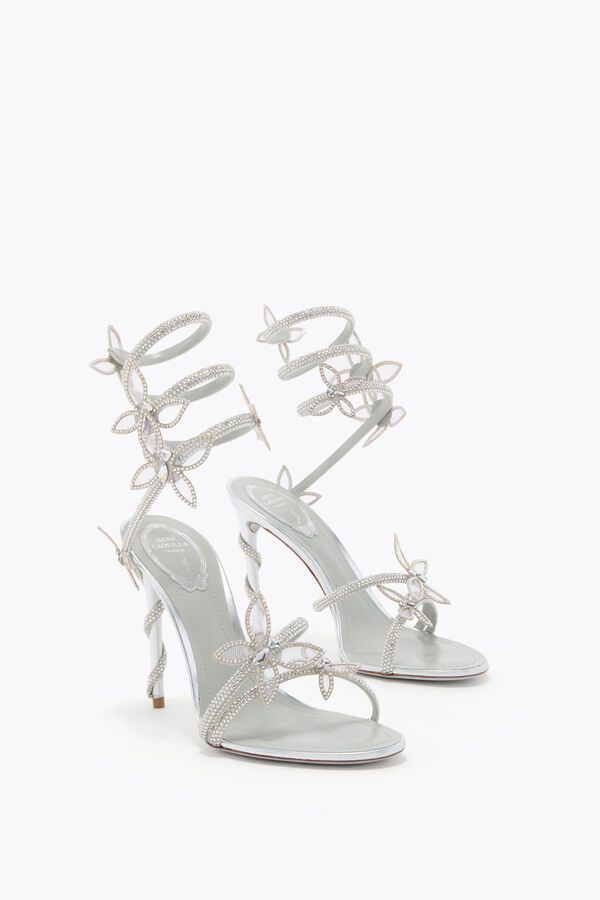 jeweled margot gespiegelt silber sandale mit schmetterlinge 105 rene caovilla