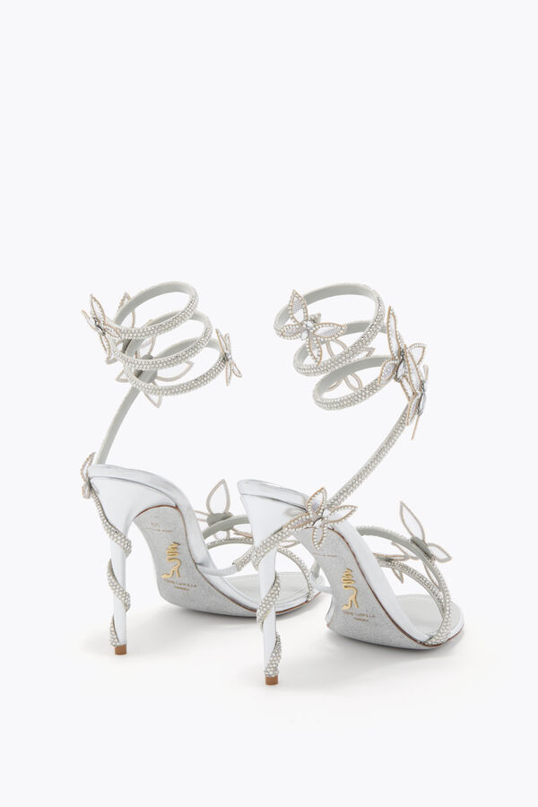 jeweled margot gespiegelt silber sandale mit schmetterlinge 105 rene caovilla