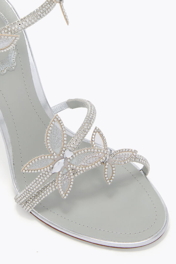jeweled margot gespiegelt silber sandale mit schmetterlinge 105 rene caovilla