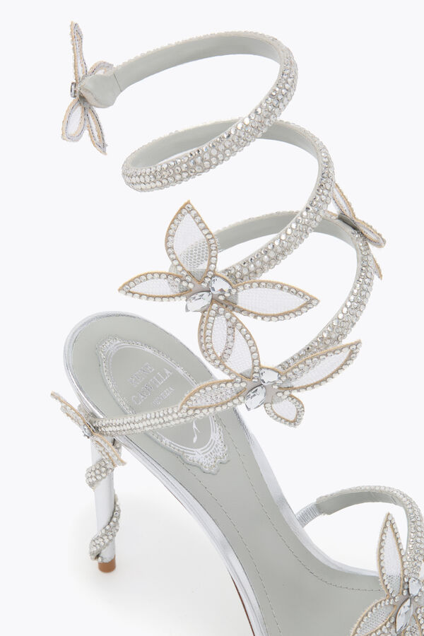 jeweled margot gespiegelt silber sandale mit schmetterlinge 105 rene caovilla