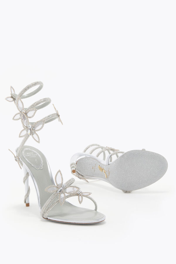 jeweled margot gespiegelt silber sandale mit schmetterlinge 105 rene caovilla