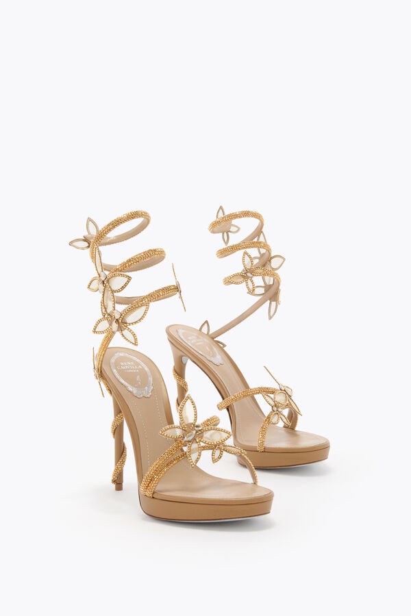 jeweled margot gold plattform sandale mit schmetterlingen 120 rene caovilla