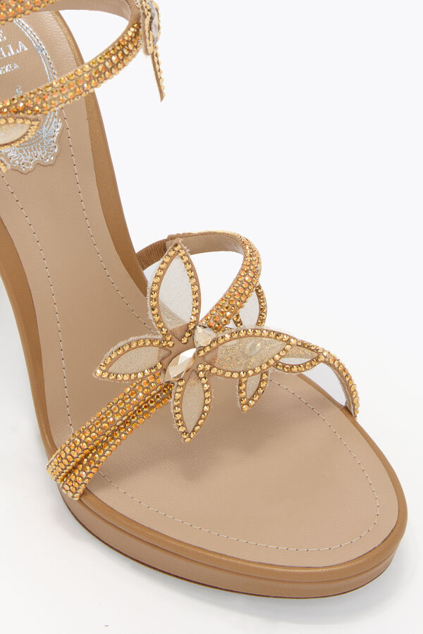 jeweled margot gold plattform sandale mit schmetterlingen 120 rene caovilla