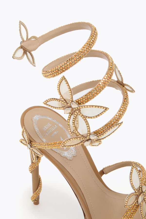 jeweled margot gold plattform sandale mit schmetterlingen 120 rene caovilla