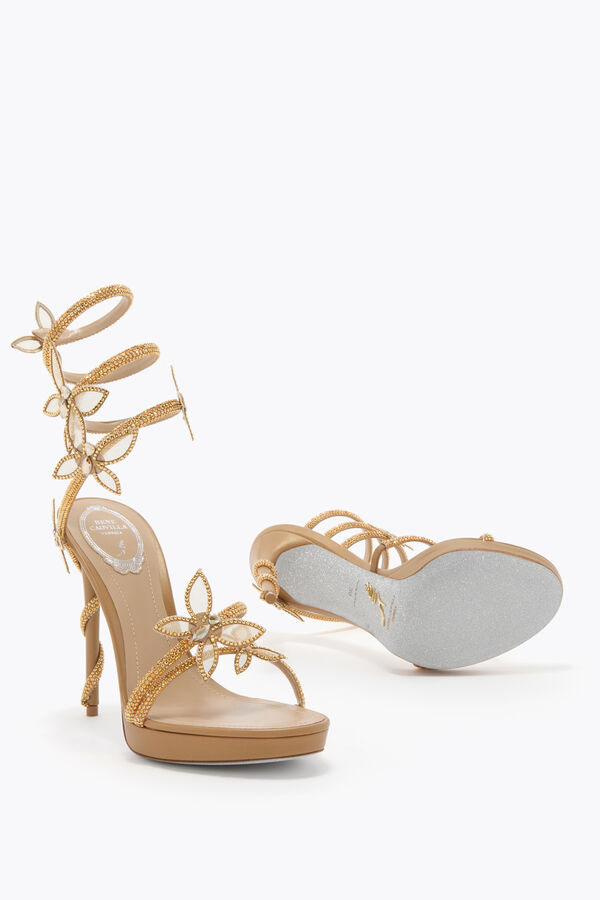 jeweled margot gold plattform sandale mit schmetterlingen 120 rene caovilla