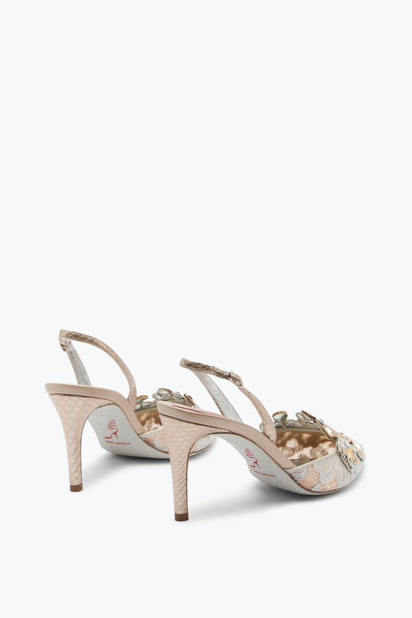 jeweled schmuckstück slingbacks in lace venezianan 75 rene caovilla