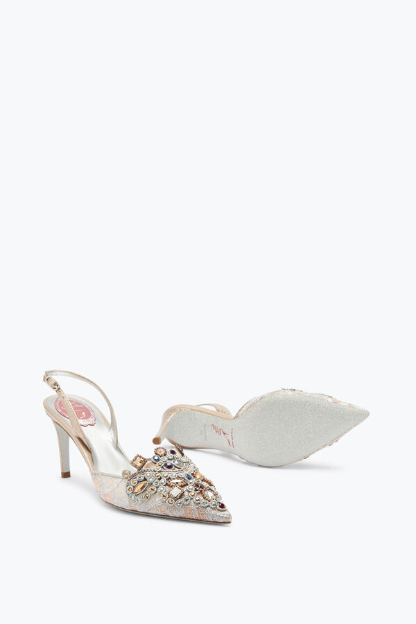 jeweled schmuckstück slingbacks in lace venezianan 75 rene caovilla