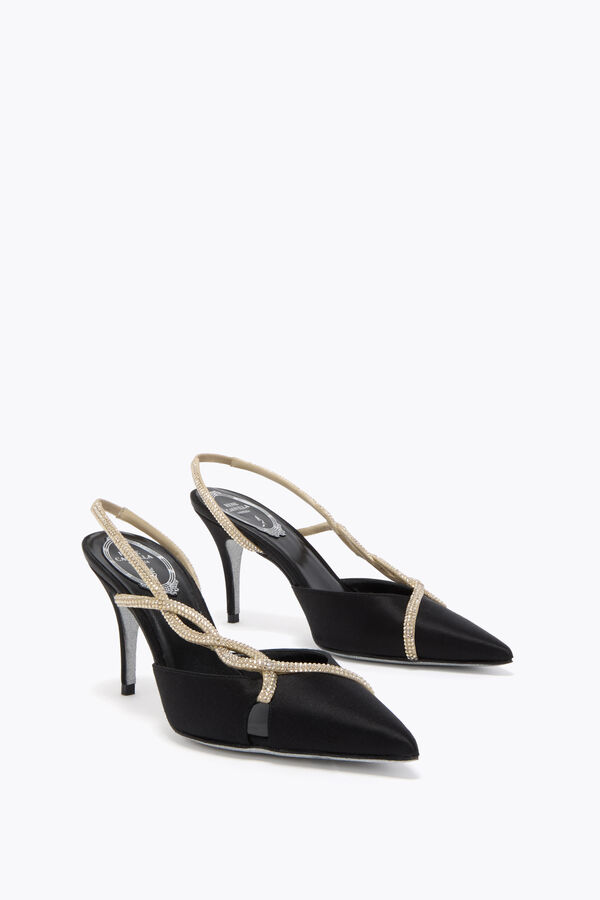 jeweled braid schwarz und gold slingback 80 rene caovilla