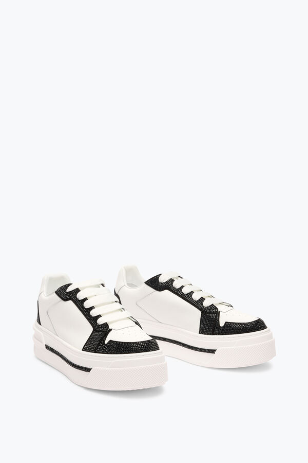 jeweled xtra-weiß-schwarze sneaker mit kristallen 50 rene caovilla