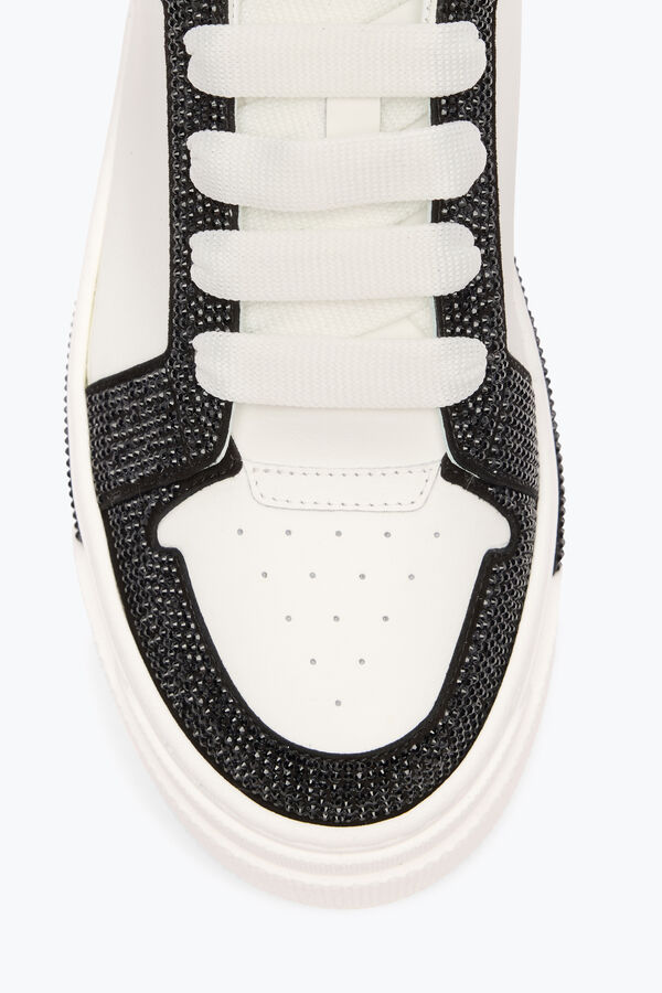 jeweled xtra-weiß-schwarze sneaker mit kristallen 50 rene caovilla