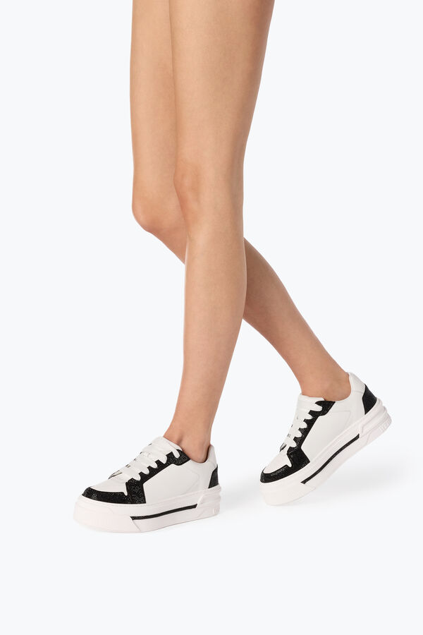 jeweled xtra-weiß-schwarze sneaker mit kristallen 50 rene caovilla